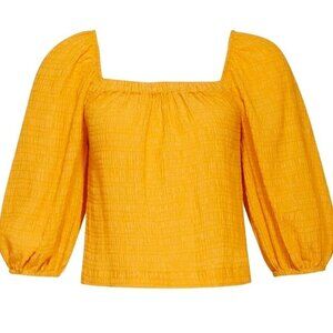 BB Dakota by Steve Madden Peregrine Top Yellow Gauze Peasant Boho Blouse
